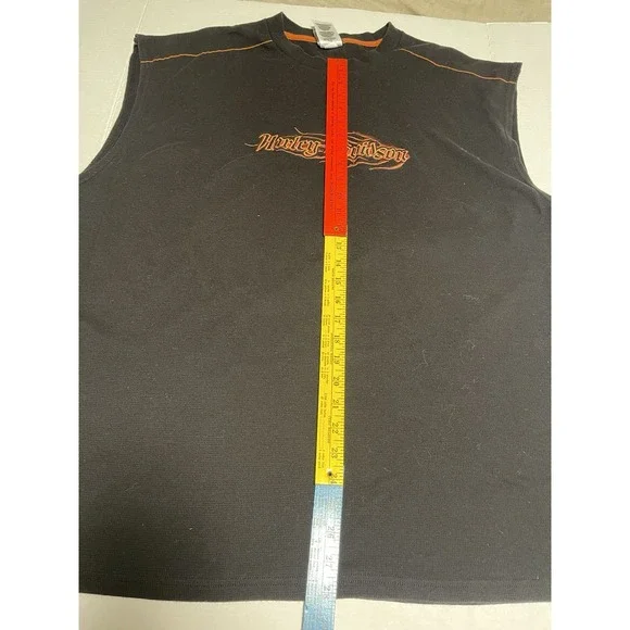 Carolina Harley-Davidson Waffle Knit Shirt Black With Embroidered Sleeveless 2XL - Picture 7 of 9